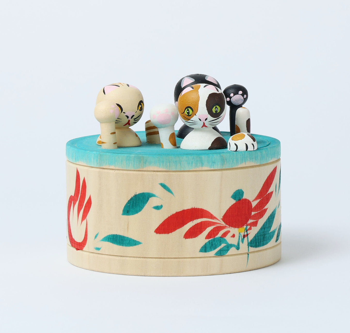 Onsen neko ejiko kokeshi doll-1 温泉猫えじこ | HIRAGA, Teruyuki 平賀輝幸工人 | 9cm in height