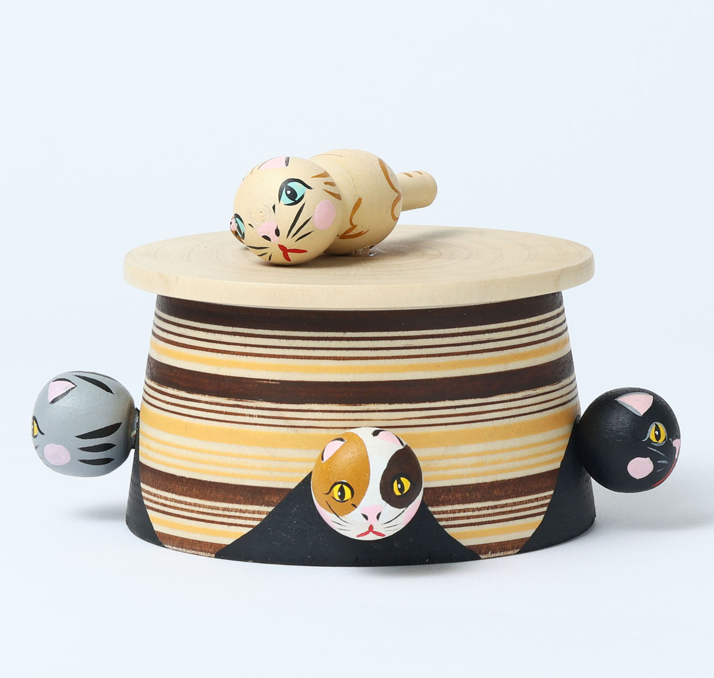 Kotatsu neko ejiko kokeshi doll-2 こたつ猫えじこ | HIRAGA, Teruyuki 平賀輝幸工人 | 9cm in height