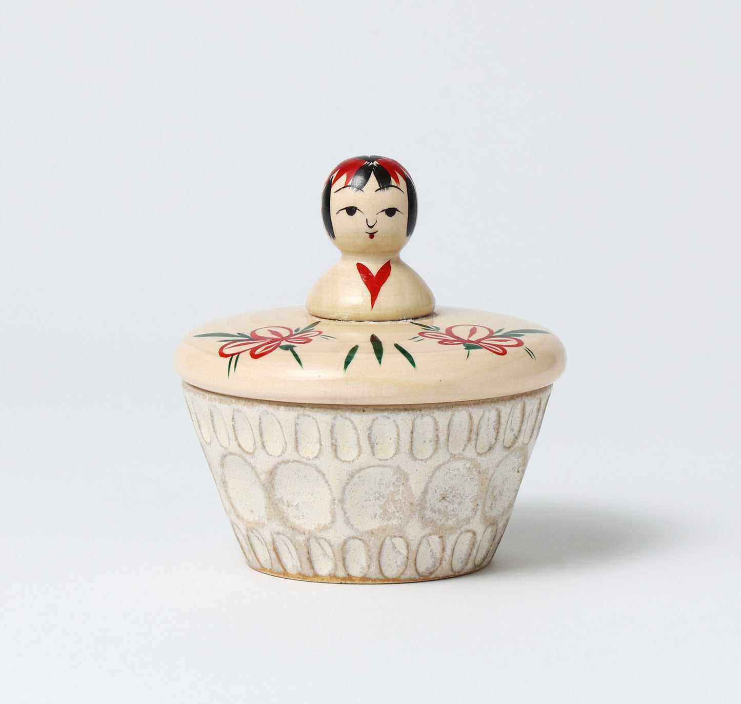 KANO,hiroshi 加納博工人 | KANO,hiroshi陶器入りこけし こけし蓋の器 | こけし作並スタイル 作並系 |高さ8.5cm