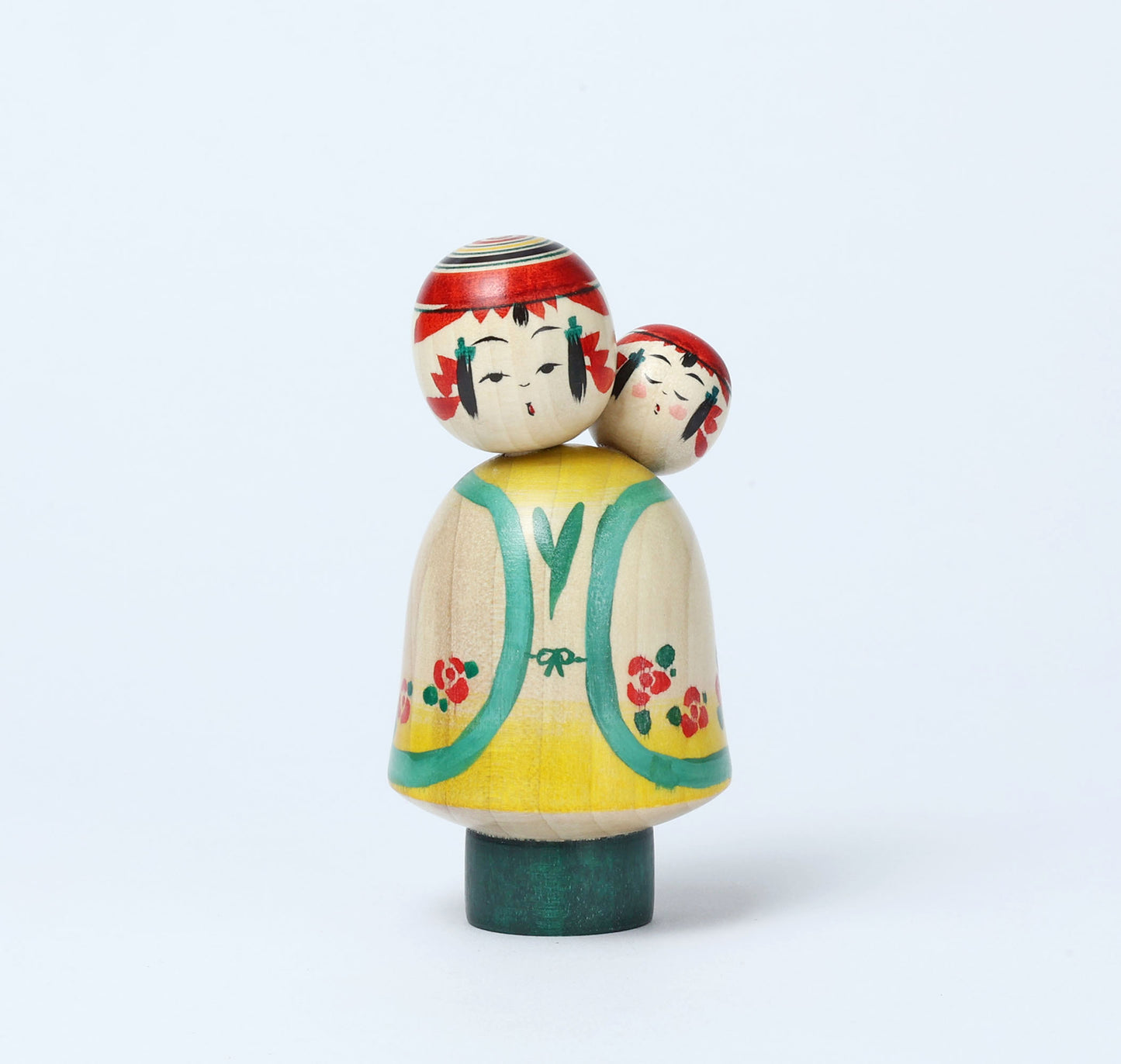 Komori-Babysitting kokeshi doll-6 子守りこけし | IKEUCHI, Shione 池内潮音工人 | Yajiro style 弥治郎系 | 10cm in height