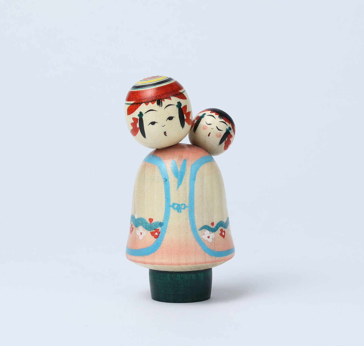 Komori-Babysitting kokeshi doll-7 子守りこけし | IKEUCHI, Shione 池内潮音工人 | Yajiro style 弥治郎系 | 10cm in height