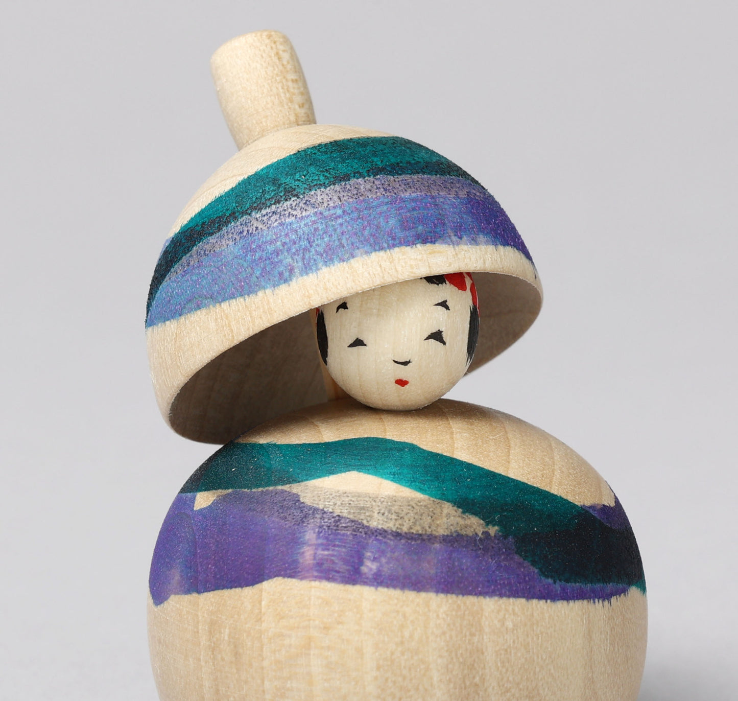 Kasa-umbrella kokeshi doll | KOYAMA, Yoshimi 小山芳美工人 | 傘こけし | Togatta style 遠刈田系 | 6cm in height from Japan