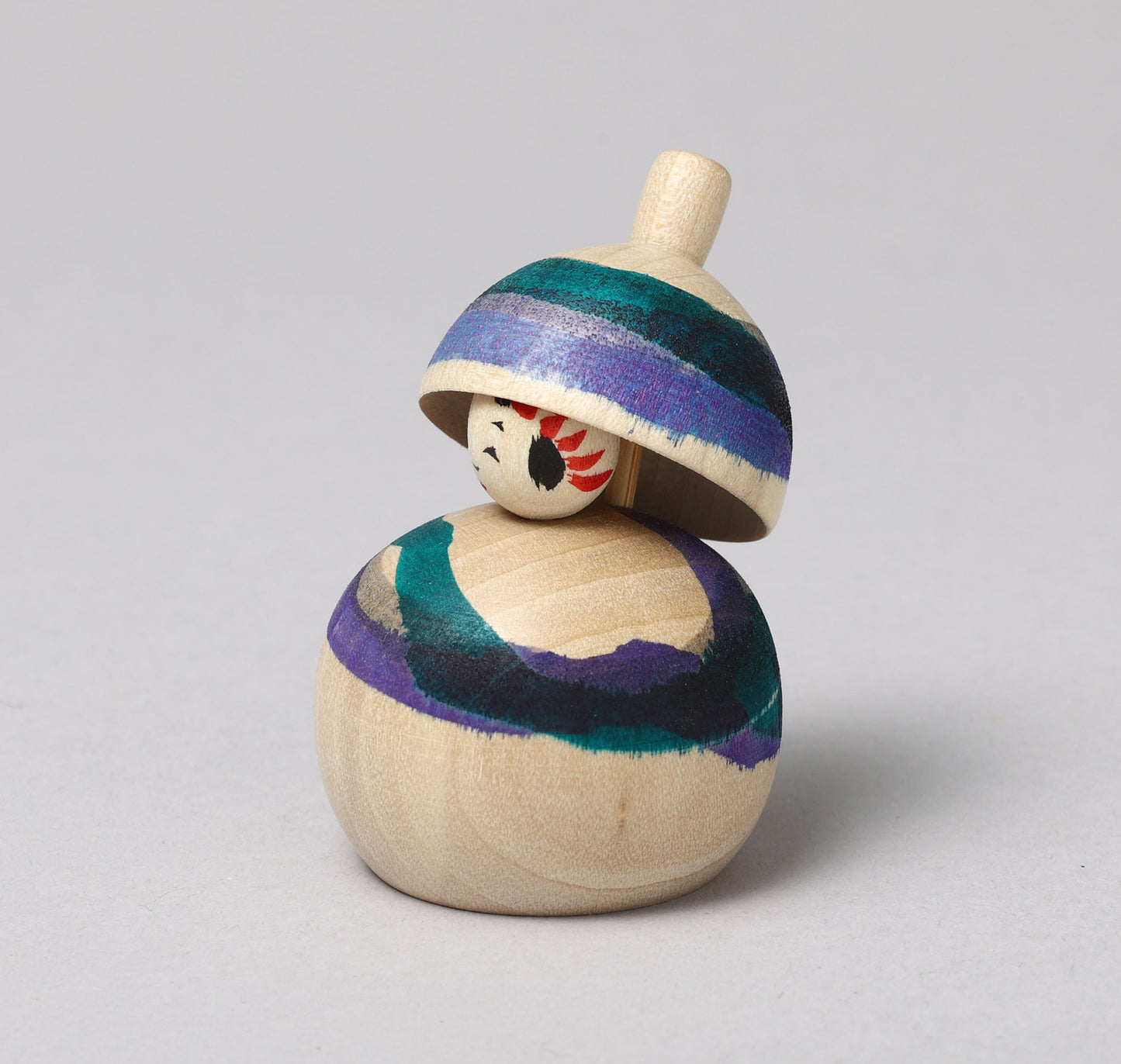 Kasa-umbrella kokeshi doll | KOYAMA, Yoshimi 小山芳美工人 | 傘こけし | Togatta style 遠刈田系 | 6cm in height from Japan