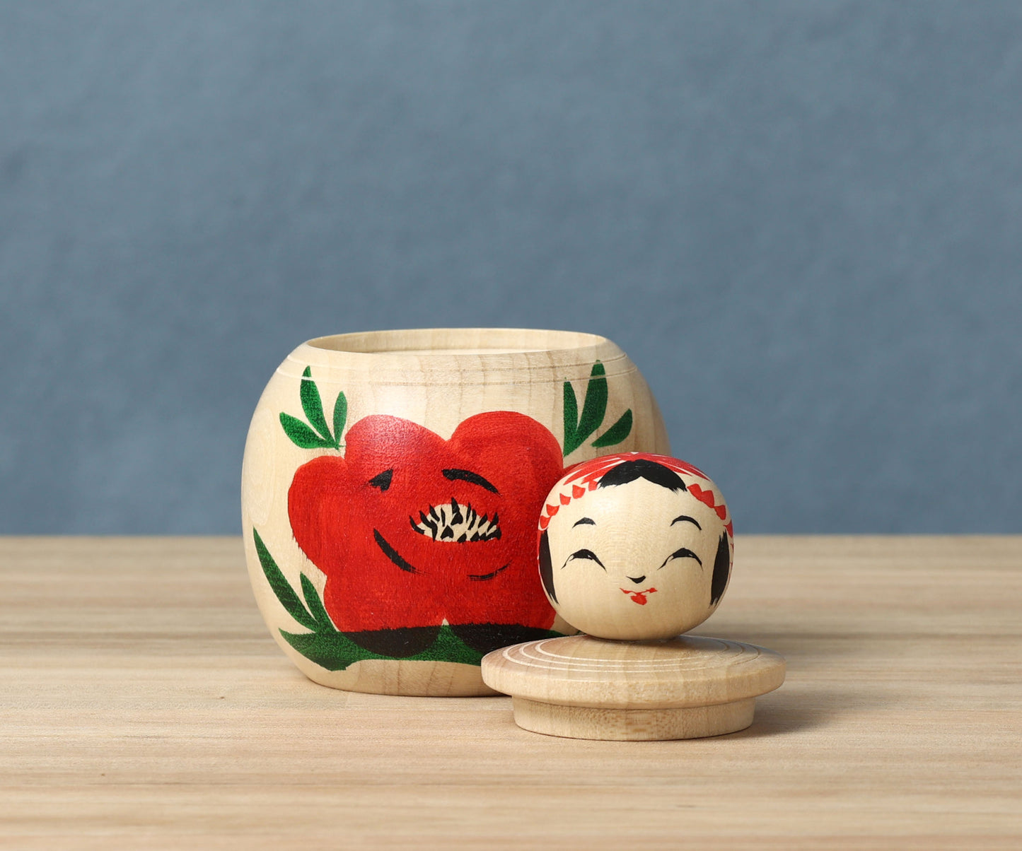 Container style Ejiko kokeshi doll | KOYAMA, Yoshimi 小山芳美工人 | えじここけし | Togatta style 遠刈田系 | 9cm in height from Japan