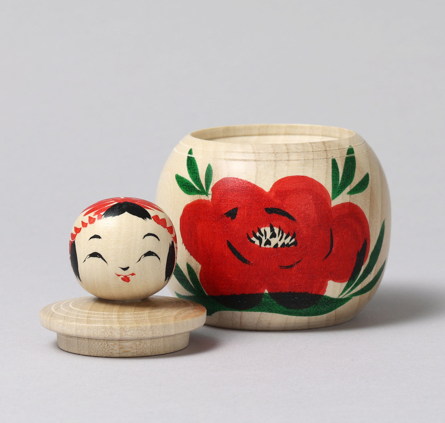 Container style Ejiko kokeshi doll | KOYAMA, Yoshimi 小山芳美工人 | えじここけし | Togatta style 遠刈田系 | 9cm in height from Japan