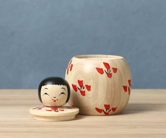 Container style Ejiko kokeshi doll | KOYAMA, Yoshimi 小山芳美工人 | えじここけし | Togatta style 遠刈田系 | 9.5cm in height from Japan