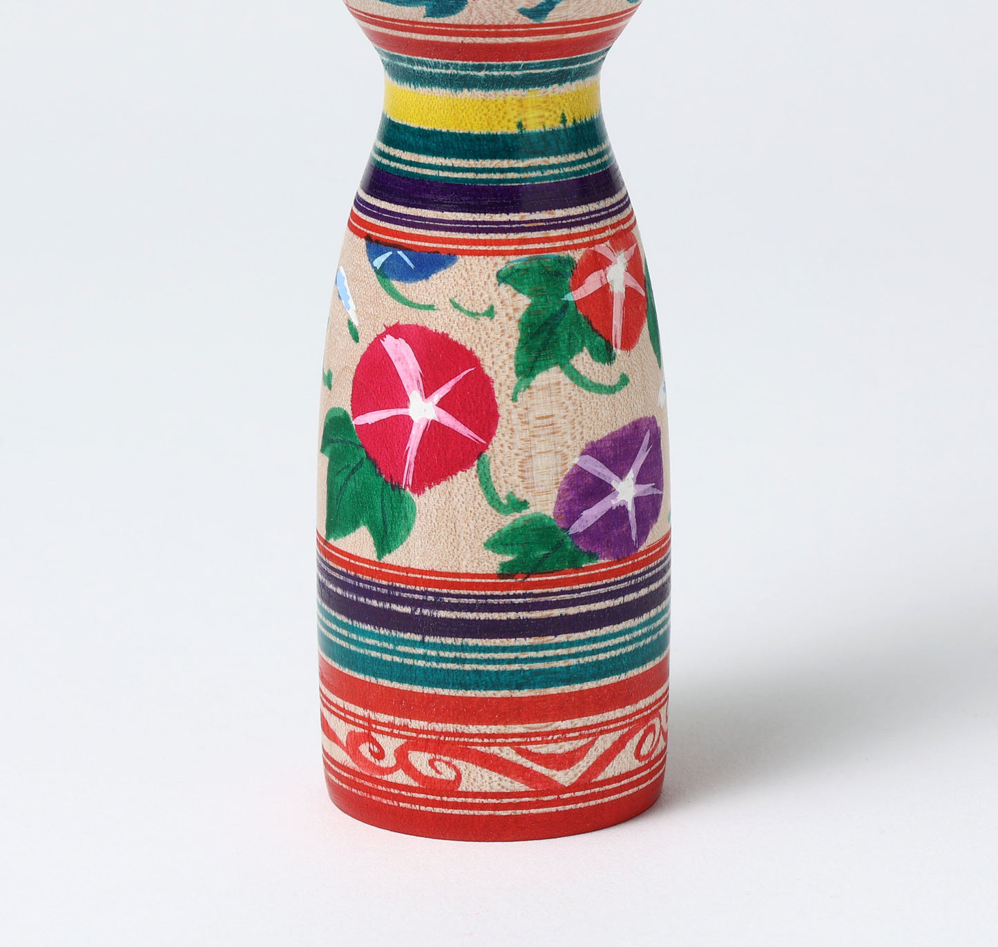 ABO, Masafumi 阿保正文工人 | Asagao-morning glory kokeshi doll 朝顔こけし | Tsugaru style 津軽系 | 15cm in height