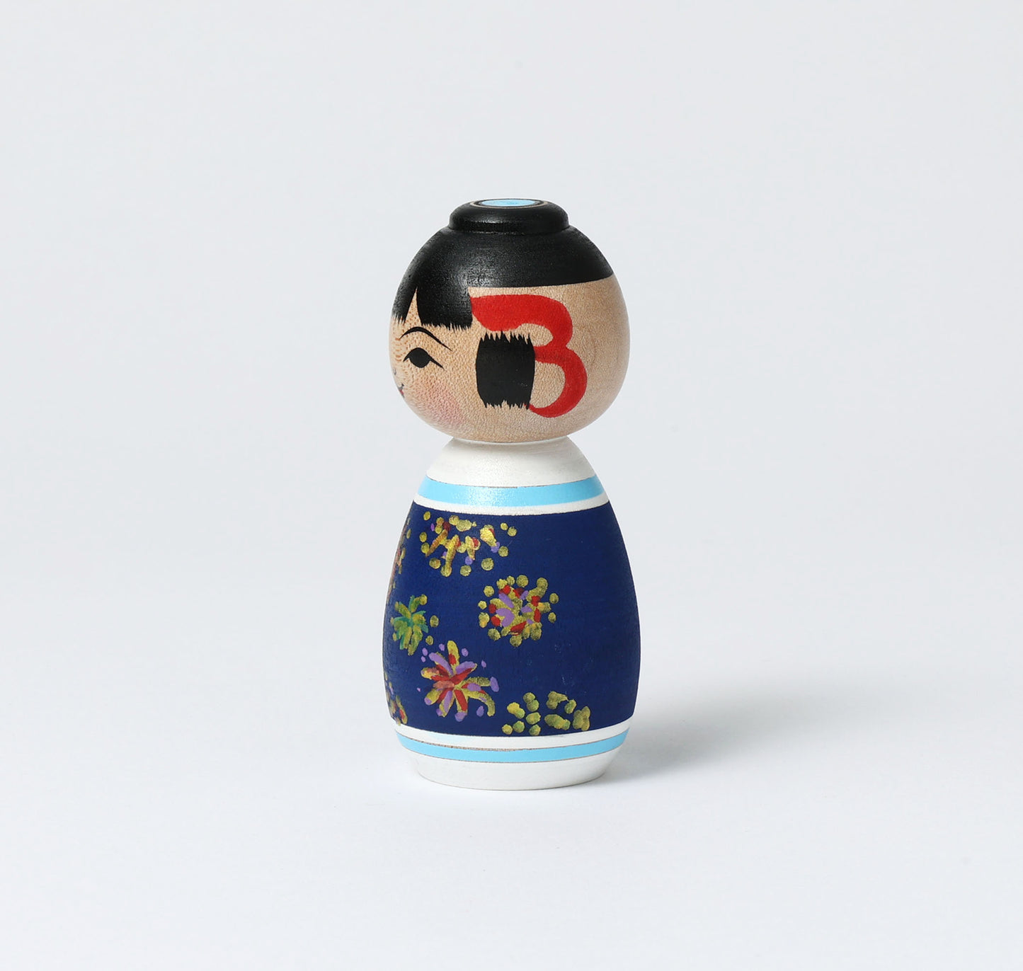 ABO, Masafumi 阿保正文工人 | Hanabi-fireworks kokeshi doll 花火こけし | Tsugaru style 津軽系 | 9cm in height