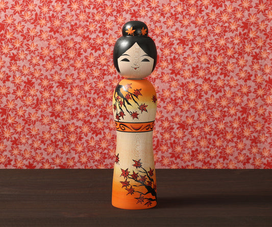 ABO, Masafumi 阿保正文工人 | Autumn leaves kokeshi 紅葉こけし | Tsugaru style 津軽系