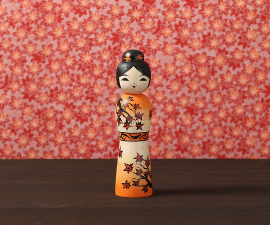 ABO, Masafumi 阿保正文工人 | Autumn leaves kokeshi 紅葉こけし | Tsugaru style 津軽系