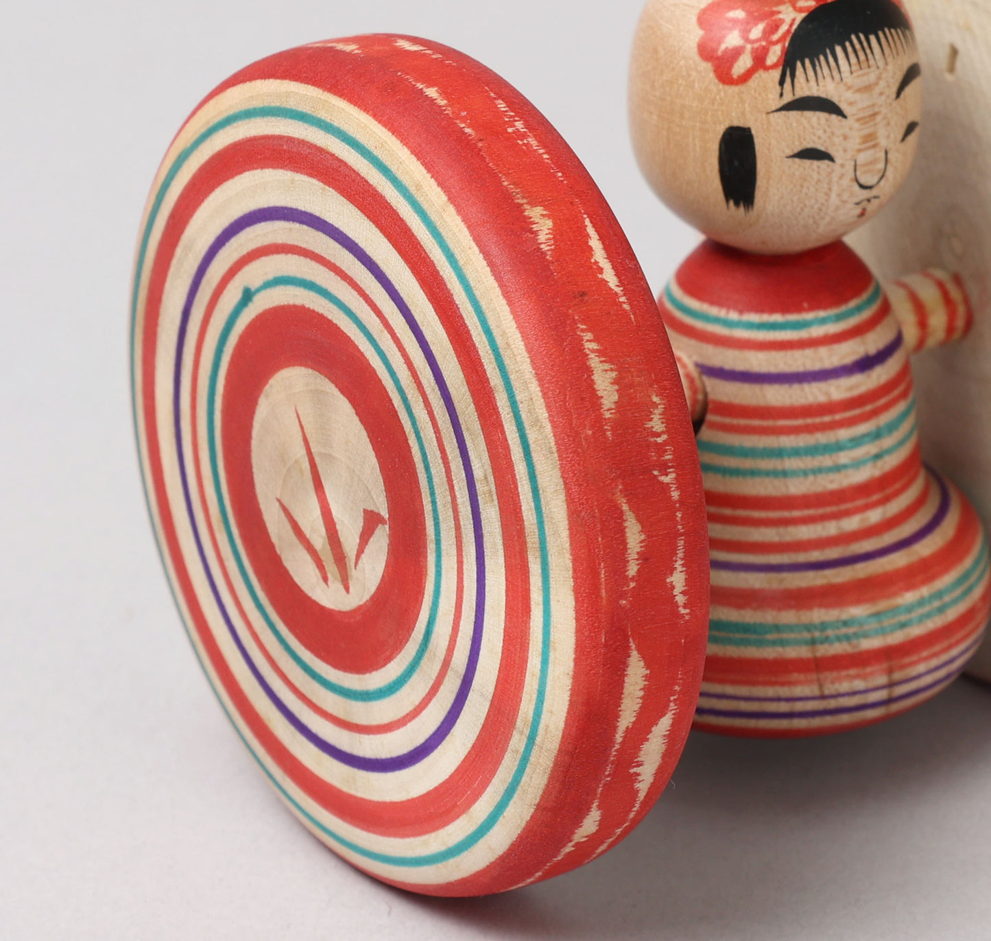 Fuku kuruma kokeshi doll | ABE, Kunitoshi 阿部国敏工人 | 福車こけし | Tsuchiyu style 土湯系