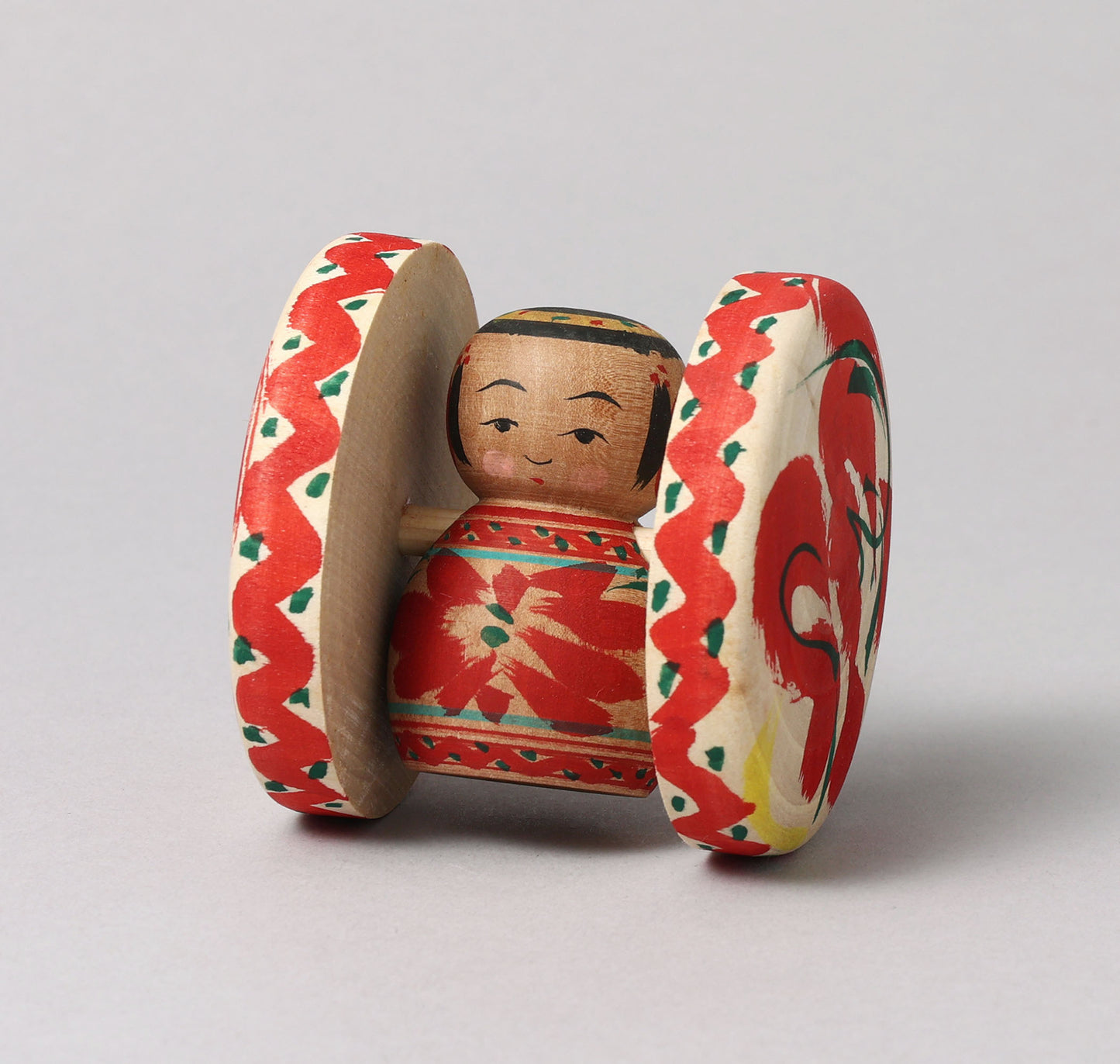 Fuku kuruma kokeshi doll | SHIDA, Kikuhiro 志田菊宏工人 | 福車こけし | Zaotakayu style 蔵王高湯系