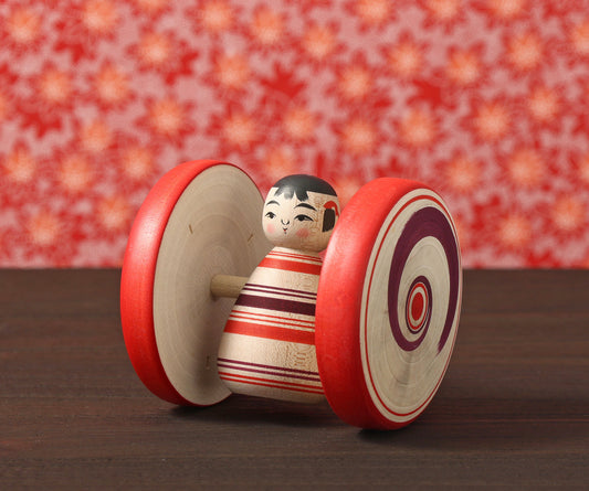 Fuku kuruma kokeshi doll | SASAMORI, Jyunichi 笹森淳一工人 | 福車こけし | Tsugaru style 津軽系