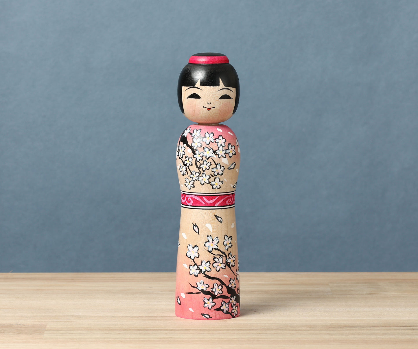ABO, Masafumi 阿保正文工人 | Sakura-cherry blossom kokeshi doll 桜こけし | Tsugaru style 津軽系 | 18cm in height