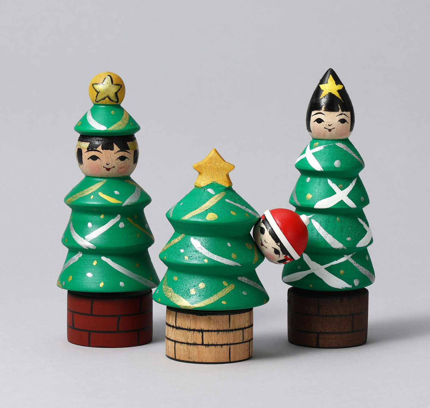 Christmas kokeshi doll 'Christmas tree'| ABO, Masafumi 阿保正文工人 | クリスマスツリーこけし | Tsugaru style 津軽系 | 9cm in height from Japan