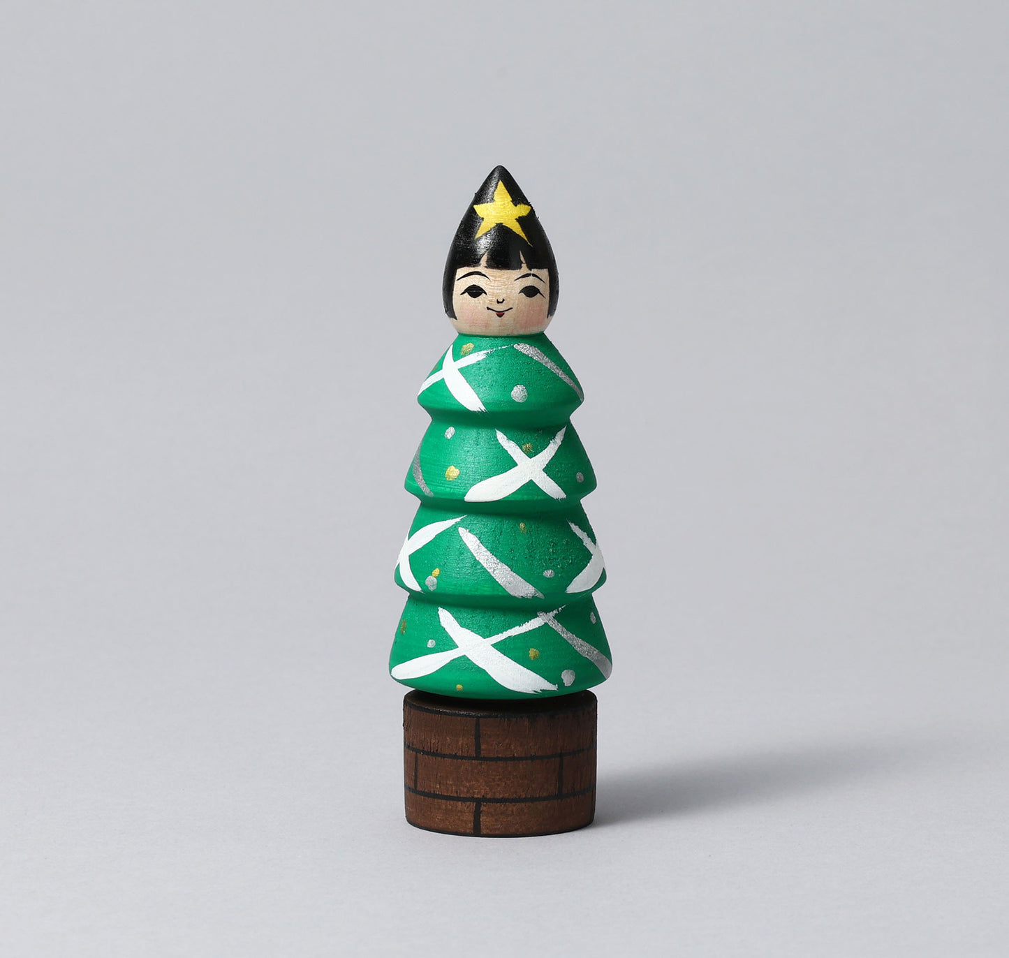 Christmas kokeshi doll 'Christmas tree'| ABO, Masafumi 阿保正文工人 | クリスマスツリーこけし | Tsugaru style 津軽系 | 12cm in height from Japan