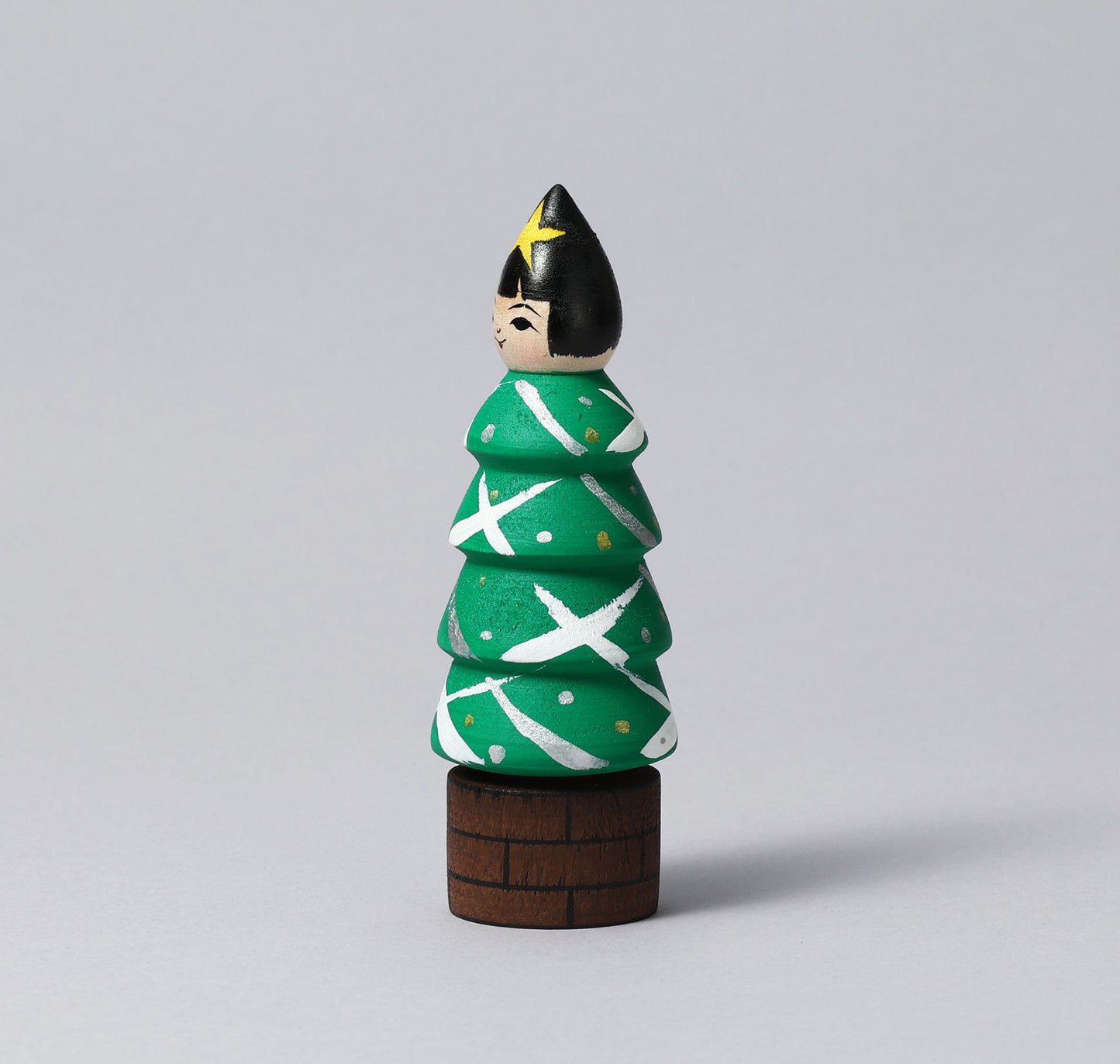 Christmas kokeshi doll 'Christmas tree'| ABO, Masafumi 阿保正文工人 | クリスマスツリーこけし | Tsugaru style 津軽系 | 12cm in height from Japan