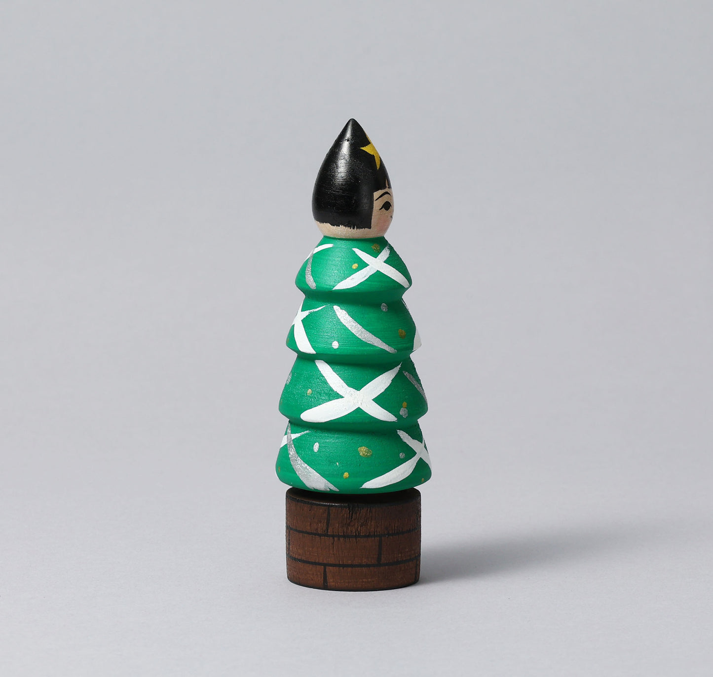 Christmas kokeshi doll 'Christmas tree'| ABO, Masafumi 阿保正文工人 | クリスマスツリーこけし | Tsugaru style 津軽系 | 12cm in height from Japan