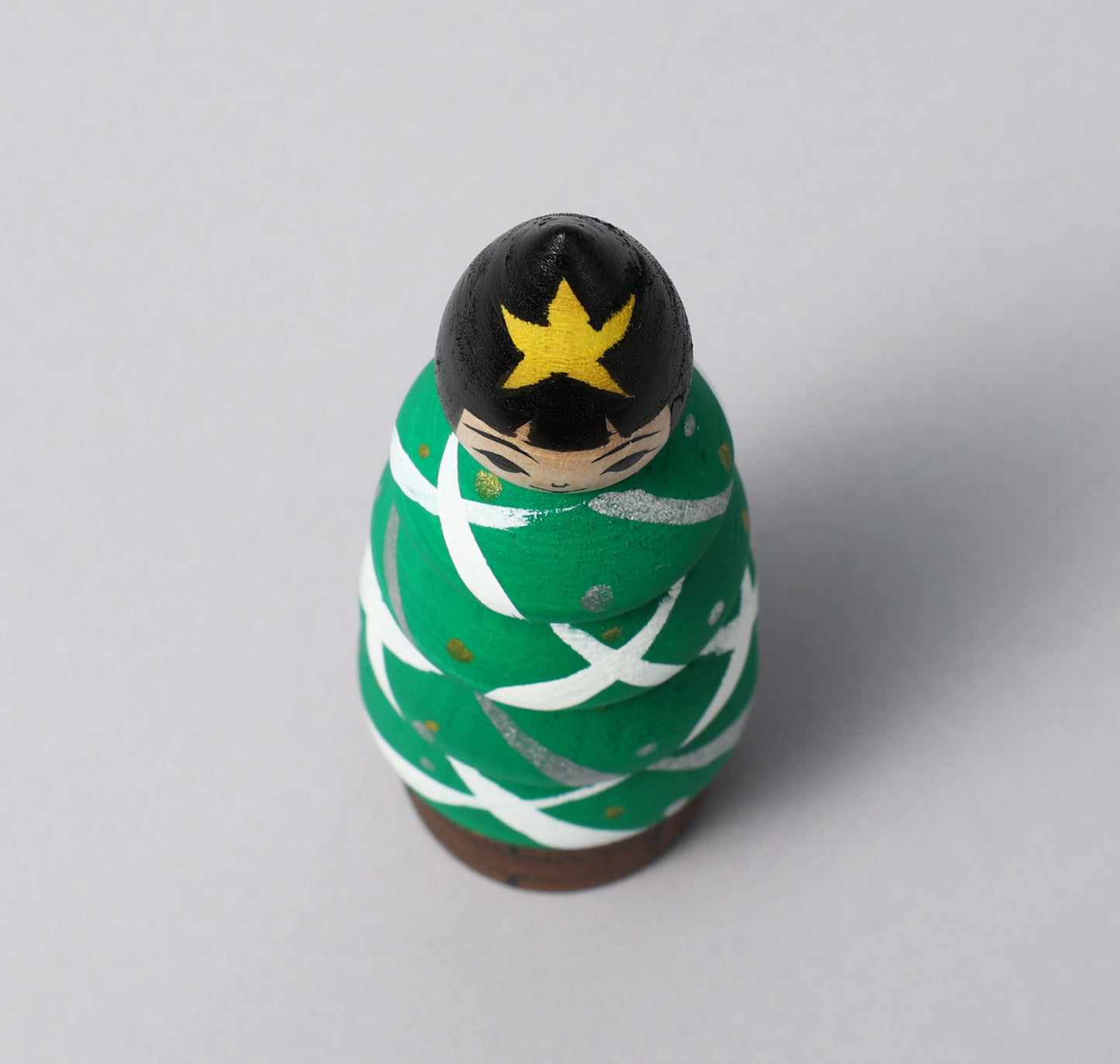 Christmas kokeshi doll 'Christmas tree'| ABO, Masafumi 阿保正文工人 | クリスマスツリーこけし | Tsugaru style 津軽系 | 12cm in height from Japan