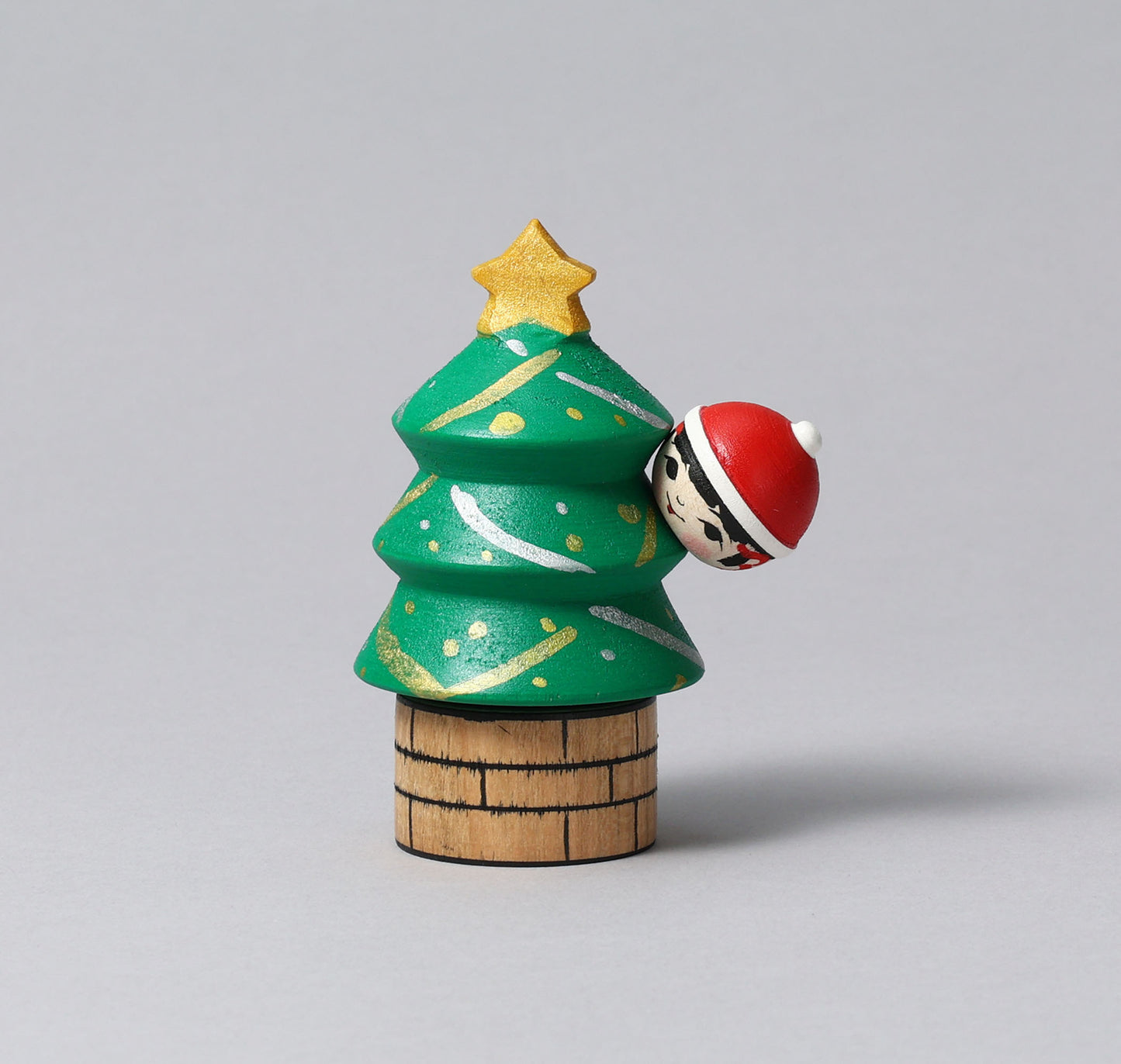 Christmas kokeshi doll 'Christmas tree'| ABO, Masafumi 阿保正文工人 | クリスマスツリーこけし | Tsugaru style 津軽系 | 9cm in height from Japan