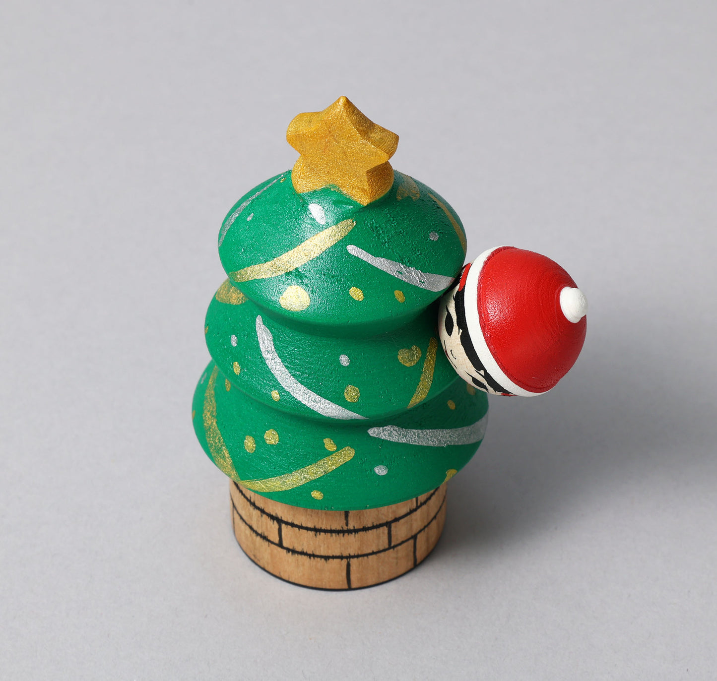 Christmas kokeshi doll 'Christmas tree'| ABO, Masafumi 阿保正文工人 | クリスマスツリーこけし | Tsugaru style 津軽系 | 9cm in height from Japan