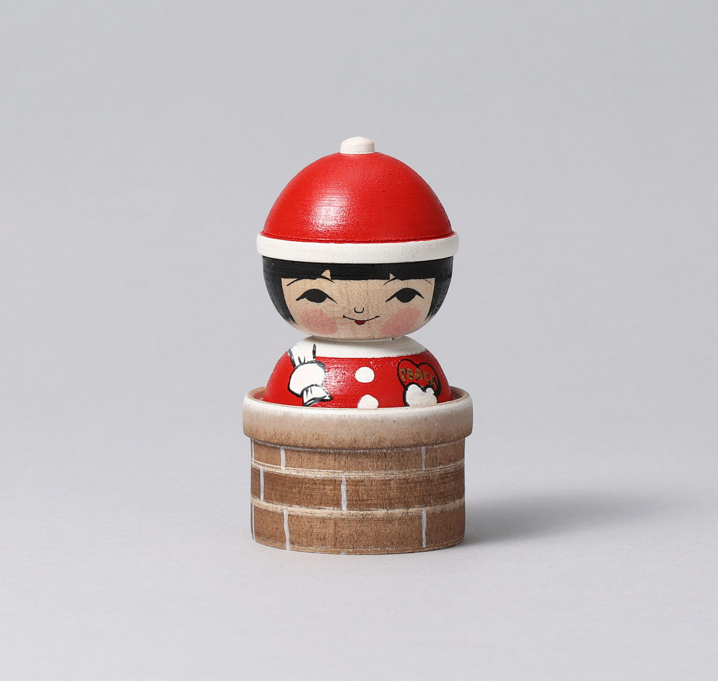 Christmas kokeshi doll 'Santa Claus'| ABO, Masafumi 阿保正文工人 | サンタクロースこけし | Tsugaru style 津軽系 | 9cm in height from Japan