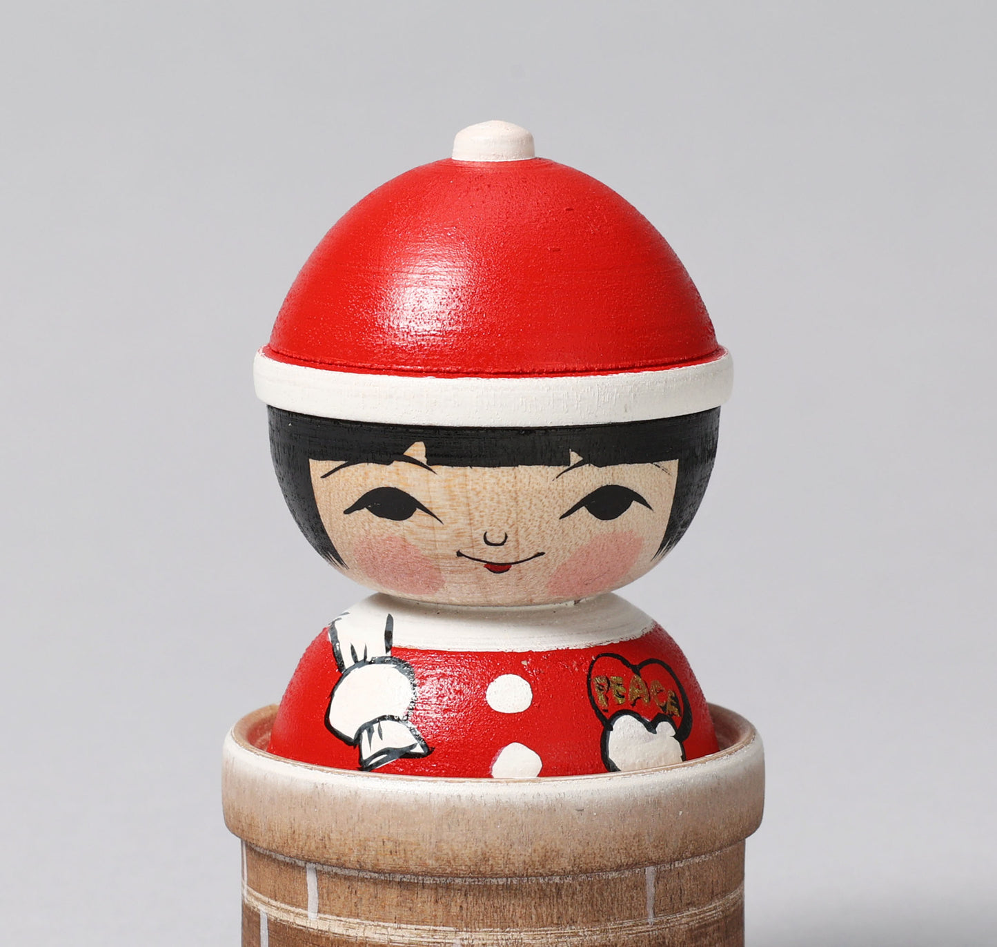 Christmas kokeshi doll 'Santa Claus'| ABO, Masafumi 阿保正文工人 | サンタクロースこけし | Tsugaru style 津軽系 | 9cm in height from Japan