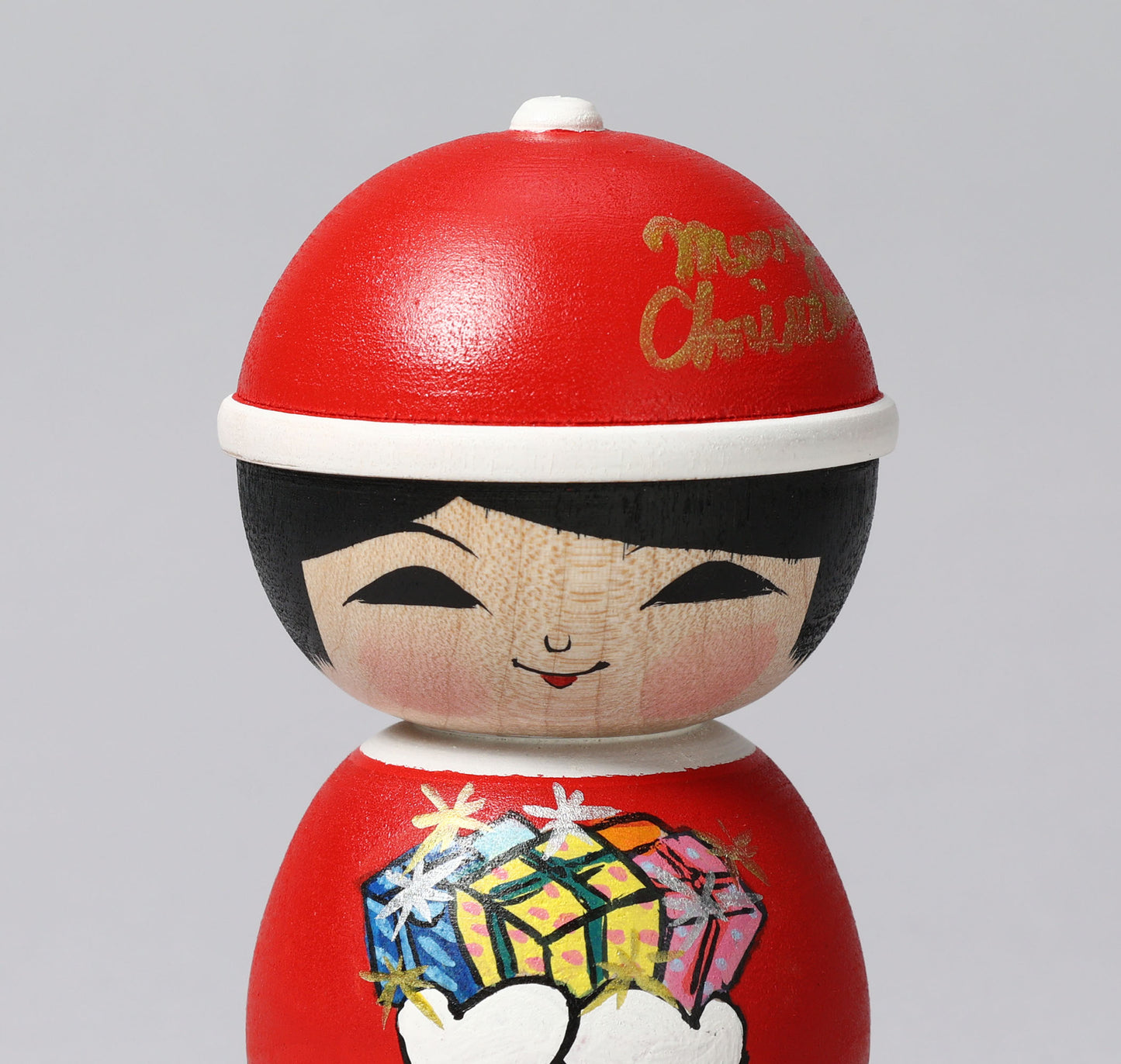 Christmas kokeshi doll 'Santa Claus'| ABO, Masafumi 阿保正文工人 | サンタクロースこけし | Tsugaru style 津軽系 | 10.5cm in height from Japan