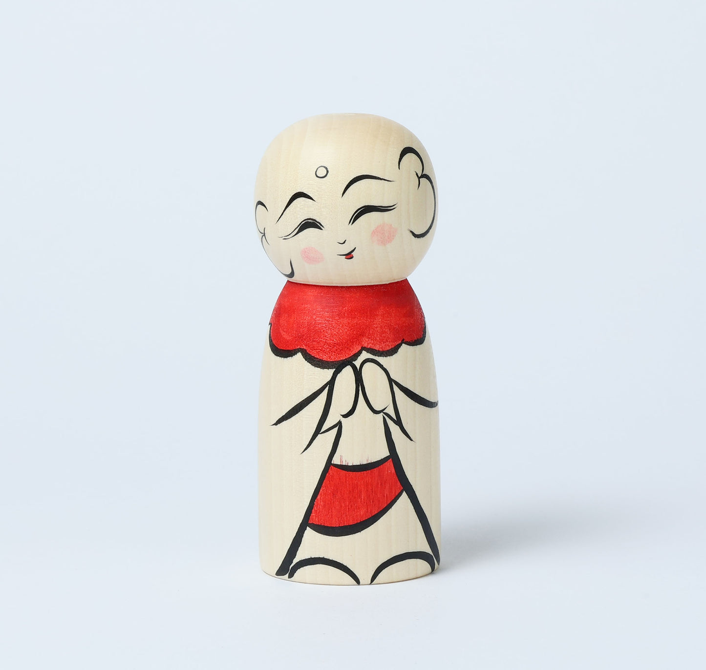 O-jizo-san kokeshi - 地蔵こけし  |  HIRAGA, Teruyuki 平賀輝幸工人 |  Sakunami style 作並系 | 12.5cm in height