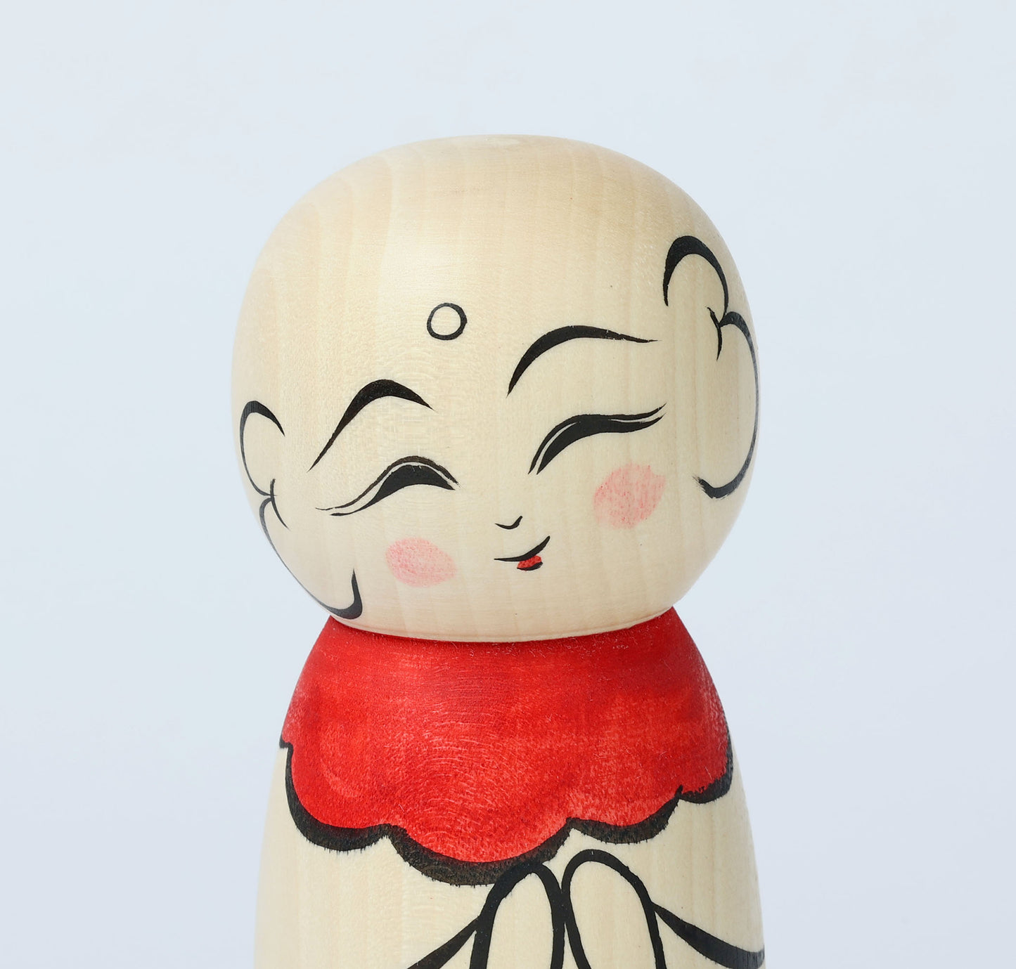 O-jizo-san kokeshi - 地蔵こけし  |  HIRAGA, Teruyuki 平賀輝幸工人 |  Sakunami style 作並系 | 12.5cm in height