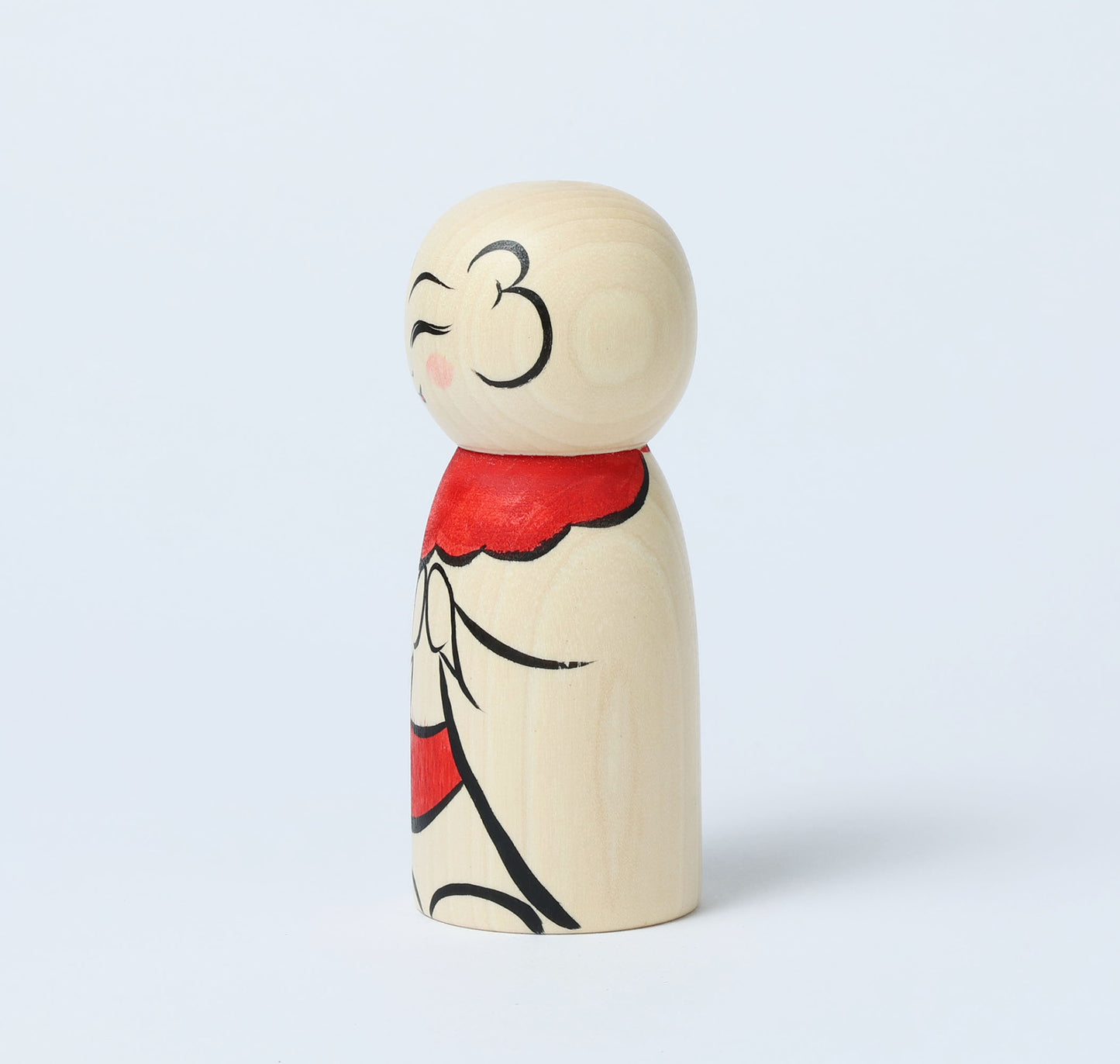 O-jizo-san kokeshi - 地蔵こけし  |  HIRAGA, Teruyuki 平賀輝幸工人 |  Sakunami style 作並系 | 12.5cm in height