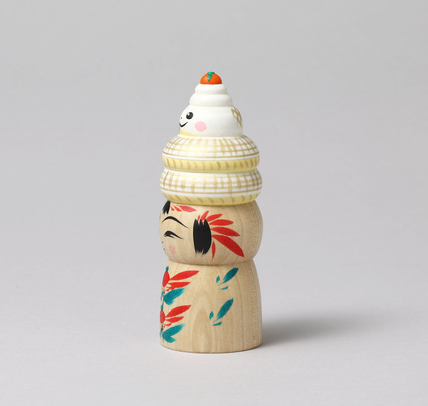 New Year kokeshi doll 'zodiac animal kagamimochi' | HIRAGA, Teruyuki 平賀輝幸 | 干支 鏡餅こけし | Sakunami style 作並系 | 12cm in height