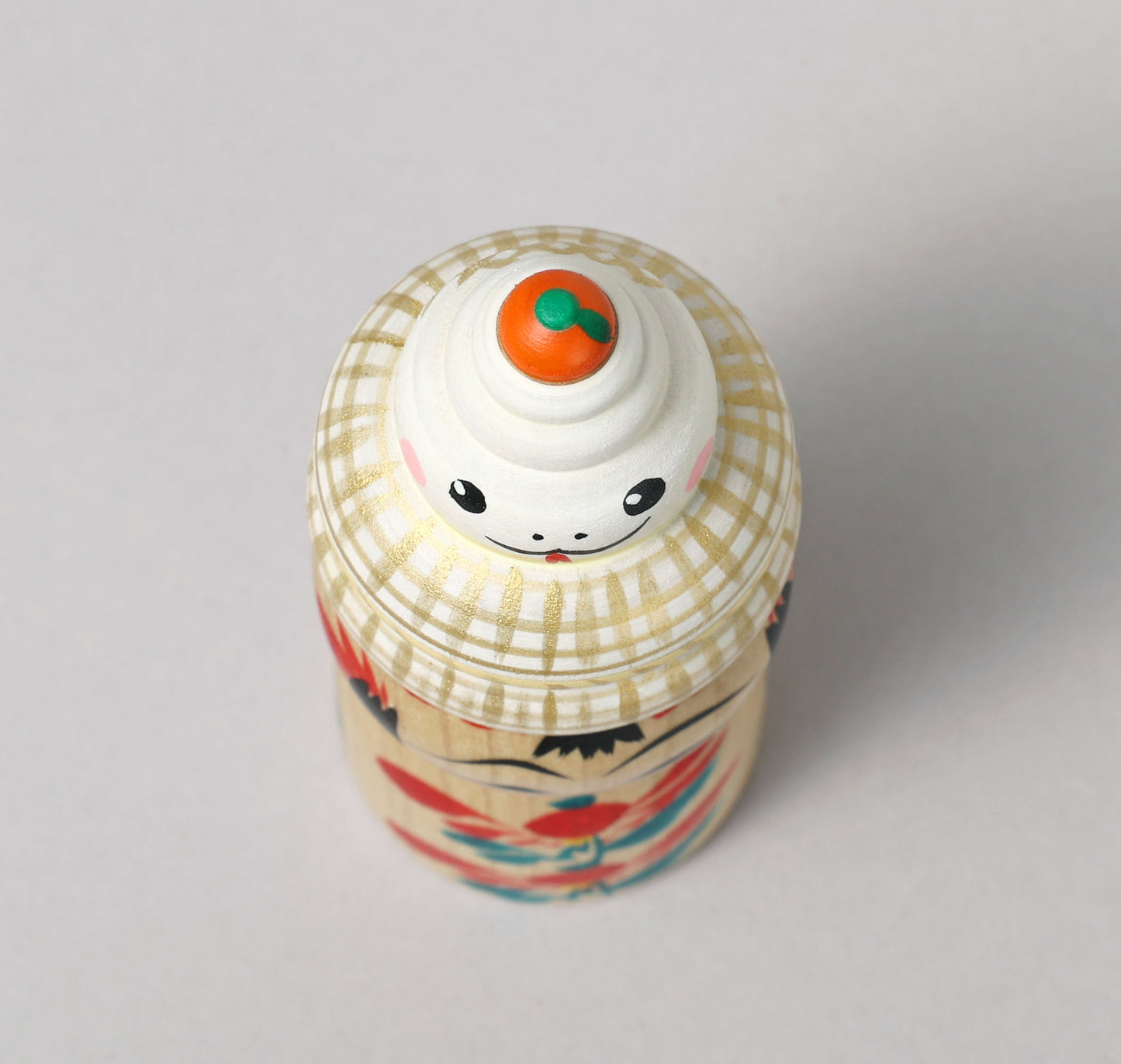 New Year kokeshi doll 'zodiac animal kagamimochi' | HIRAGA, Teruyuki 平賀輝幸 | 干支 鏡餅こけし | Sakunami style 作並系 | 12cm in height