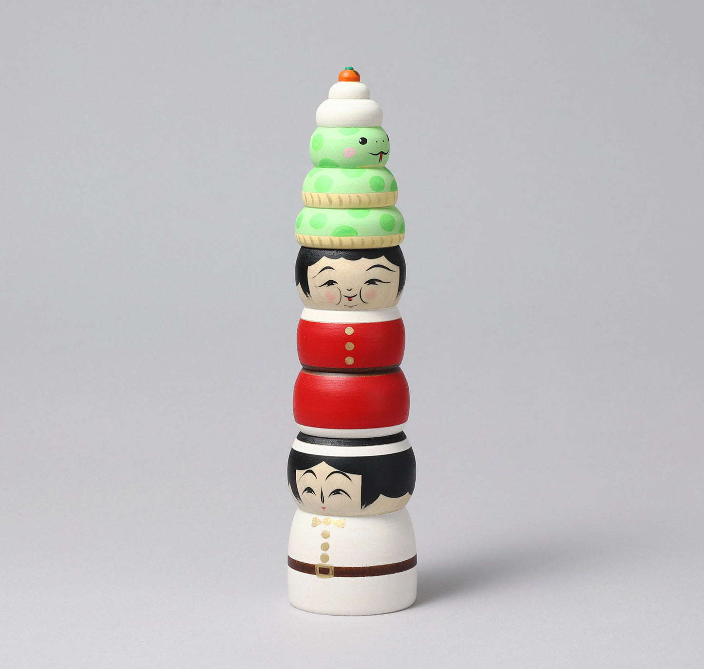 Christmas kokeshi doll 'Santa Claus and kagamimochi' | HIRAGA, Teruyuki 平賀輝幸 | サンタクロースと鏡餅こけし | Sakunami style 作並系 | 25cm in height