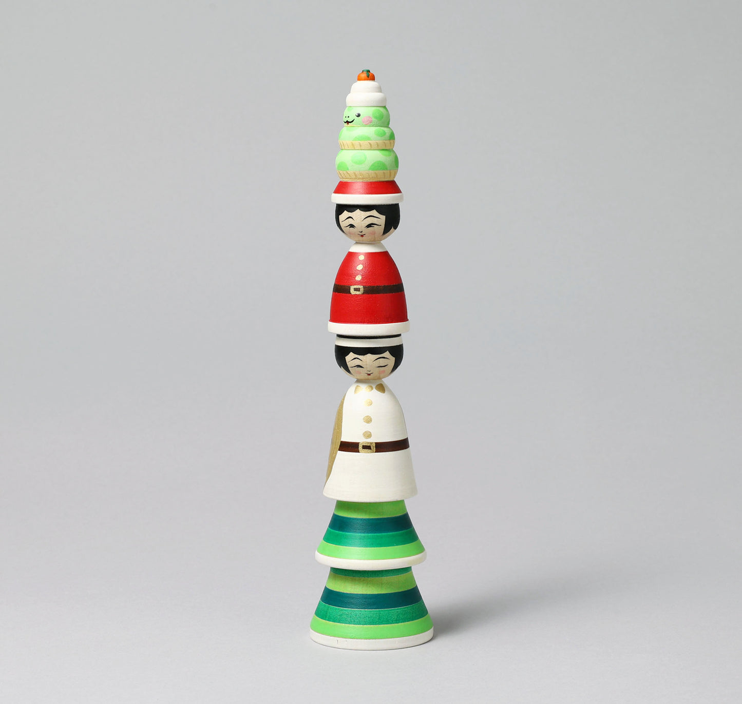 Christmas kokeshi dolls 'Santa Claus and kagamimochi' | HIRAGA, Teruyuki 平賀輝幸 | Wooden Christmas tree - クリスマスツリー | Sakunami style 作並系