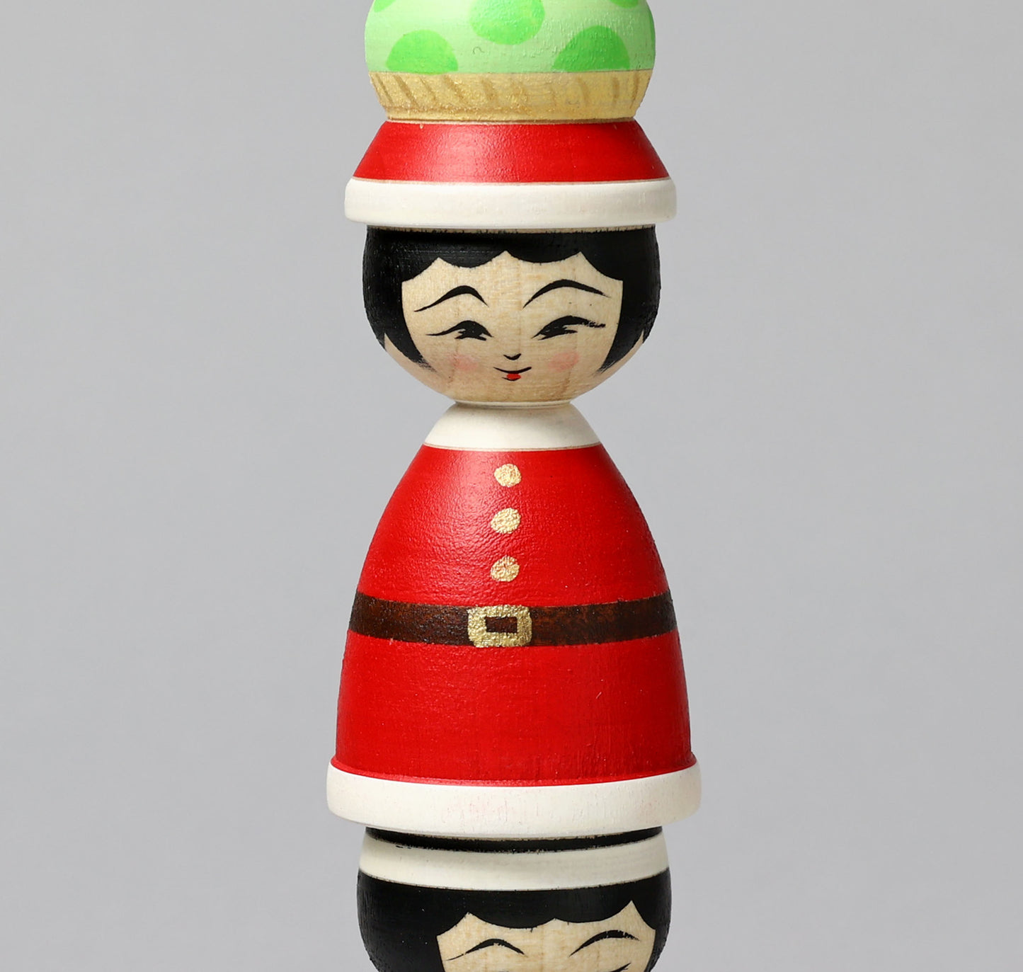 Christmas kokeshi dolls 'Santa Claus and kagamimochi' | HIRAGA, Teruyuki 平賀輝幸 | Wooden Christmas tree - クリスマスツリー | Sakunami style 作並系