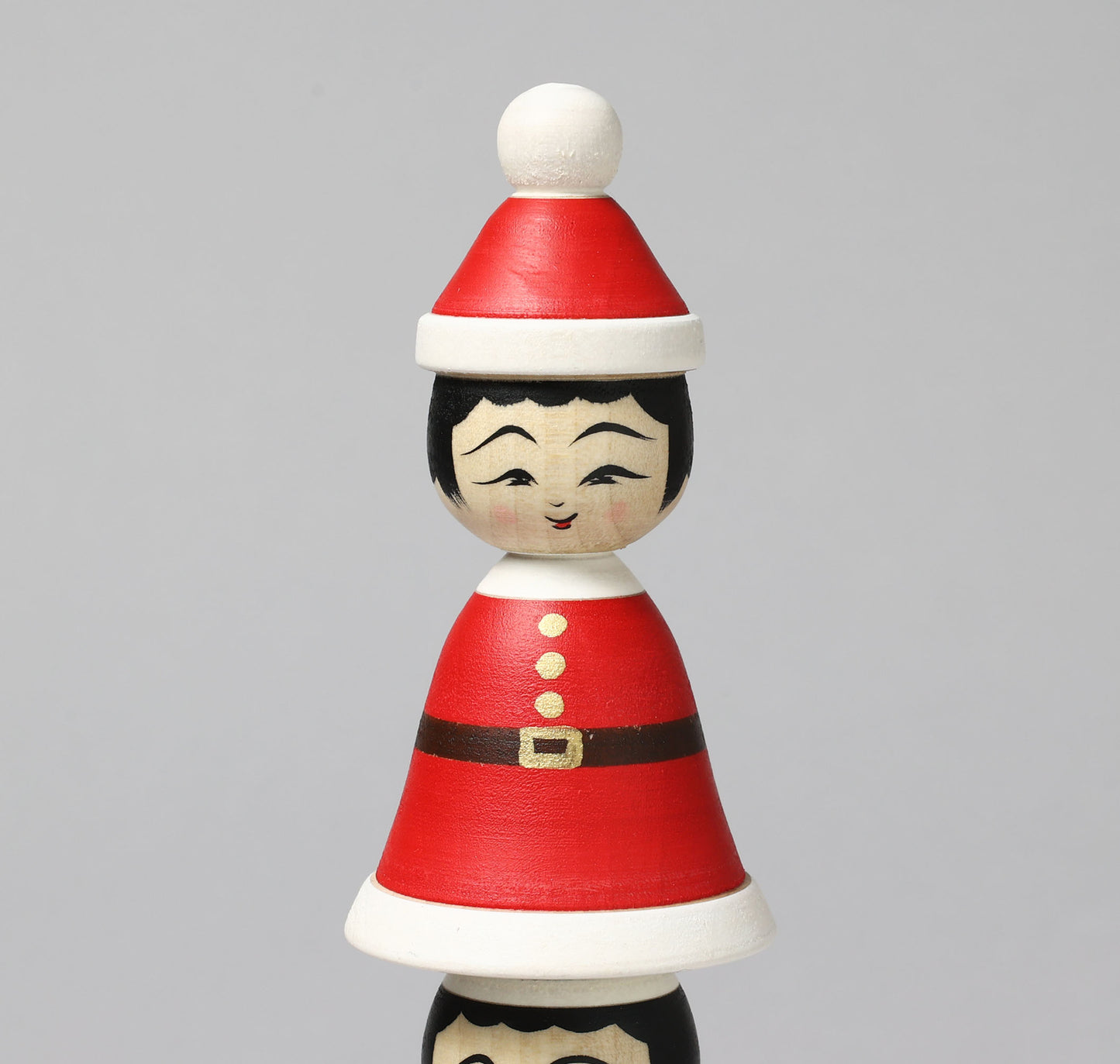 Christmas kokeshi doll 'Santa Claus and angel' | HIRAGA, Teruyuki 平賀輝幸 | サンタクロースと天使こけし | Sakunami style 作並系 | 24.5cm in height