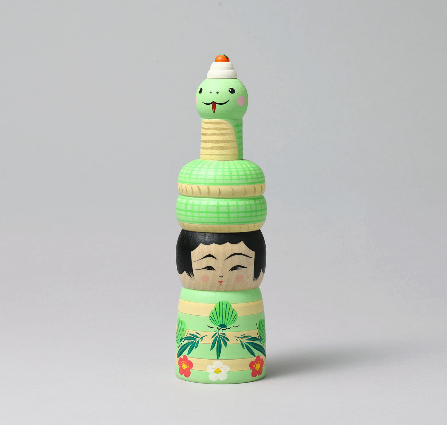 New Year kokeshi doll 'zodiac animal kagamimochi' | HIRAGA, Teruyuki 平賀輝幸 | 干支鏡餅こけし | Sakunami style 作並系 | 20cm in height