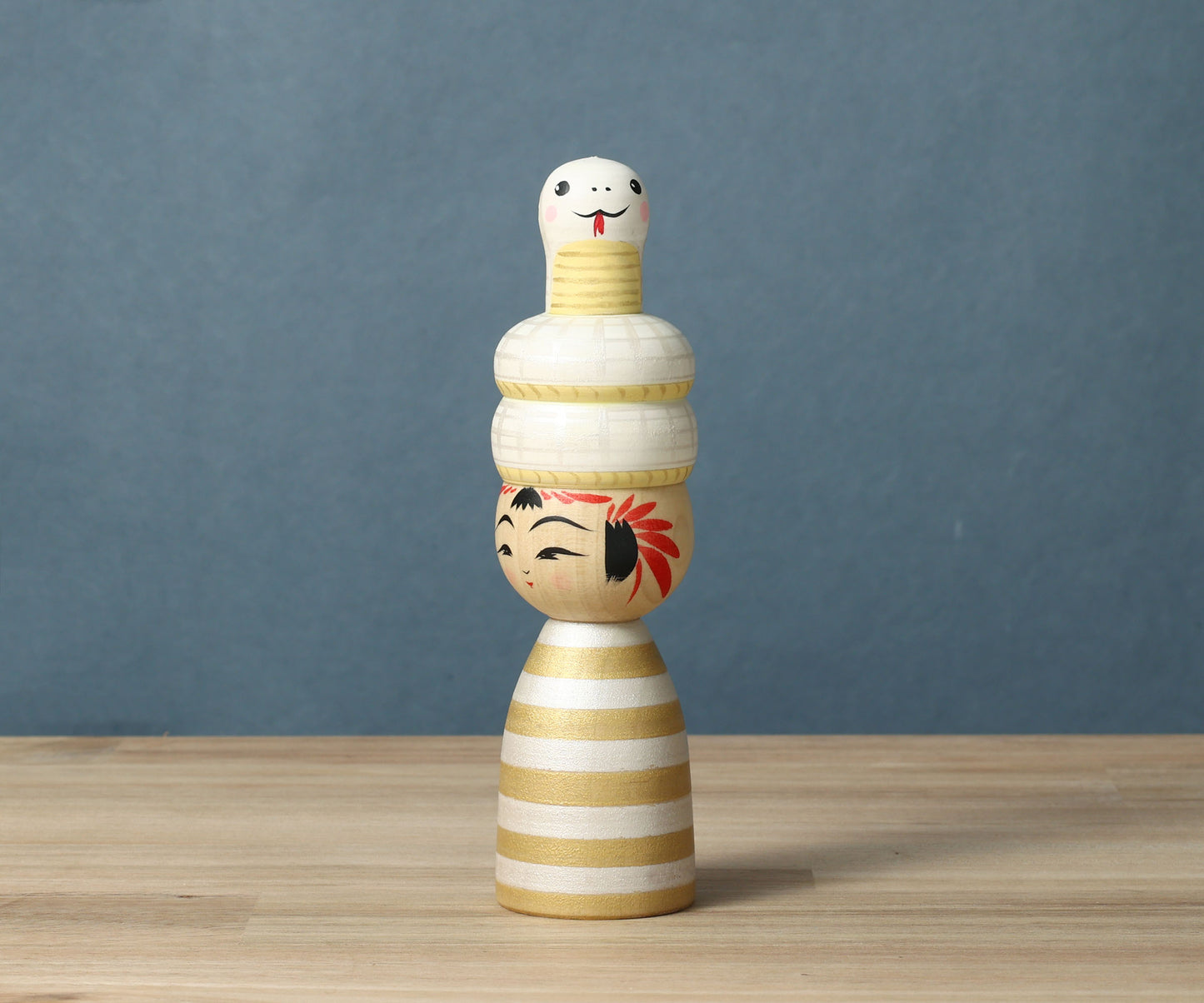 New Year kokeshi doll 'zodiac animal 2025' | HIRAGA, Teruyuki 平賀輝幸 | 干支こけし | Sakunami style 作並系 | 16.5cm in height