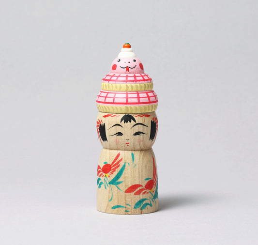 a-New Year kokeshi doll 'zodiac animal kagamimochi' | HIRAGA, Teruyuki 平賀輝幸 | 干支 鏡餅こけし | Sakunami style 作並系 | 12cm in height