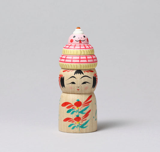 a-New Year kokeshi doll 'zodiac animal kagamimochi' | HIRAGA, Teruyuki 平賀輝幸 | 干支 鏡餅こけし | Sakunami style 作並系 | 12cm in height