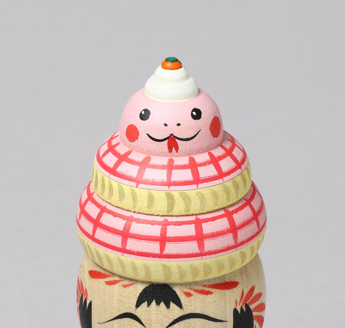 a-New Year kokeshi doll 'zodiac animal kagamimochi' | HIRAGA, Teruyuki 平賀輝幸 | 干支 鏡餅こけし | Sakunami style 作並系 | 12cm in height