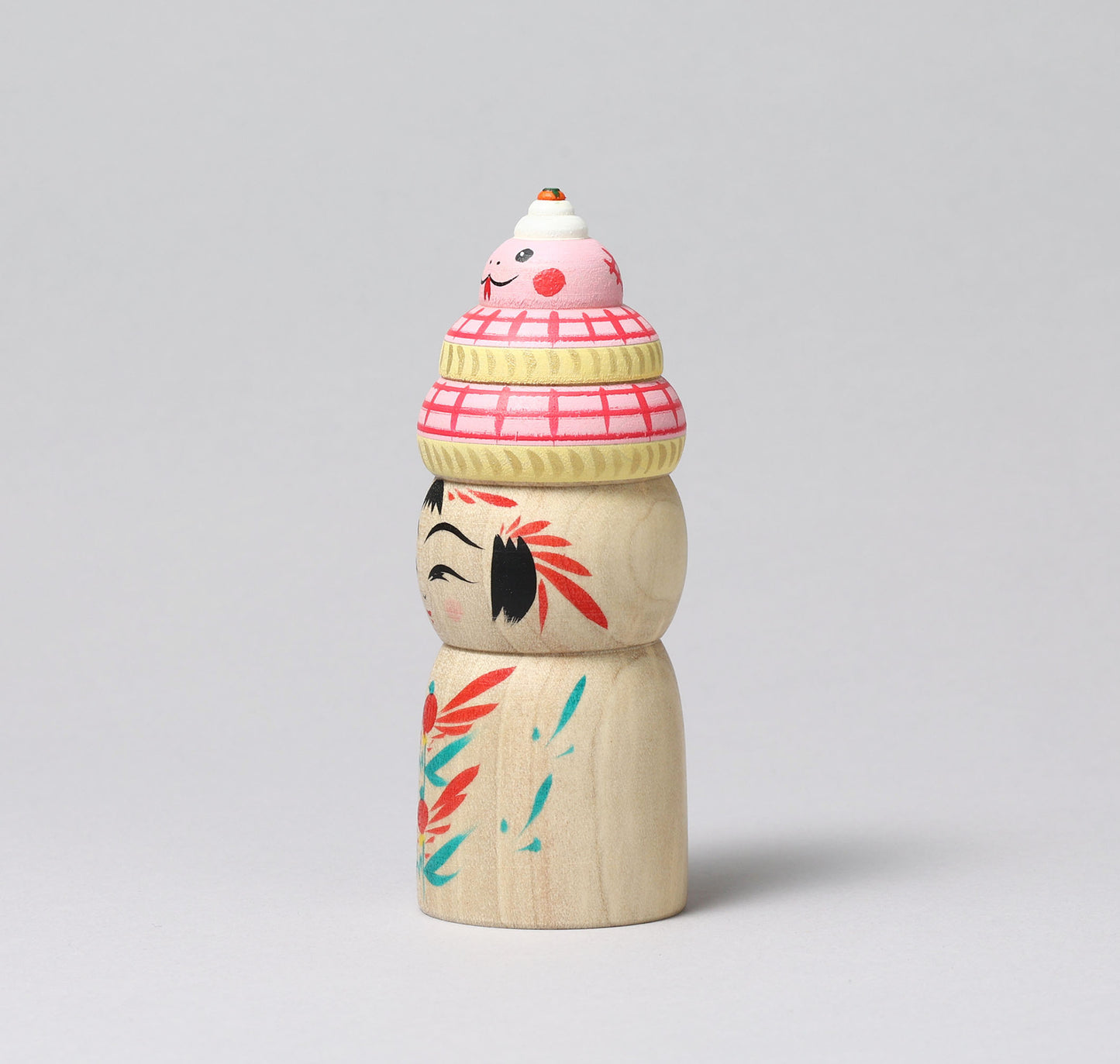 a-New Year kokeshi doll 'zodiac animal kagamimochi' | HIRAGA, Teruyuki 平賀輝幸 | 干支 鏡餅こけし | Sakunami style 作並系 | 12cm in height