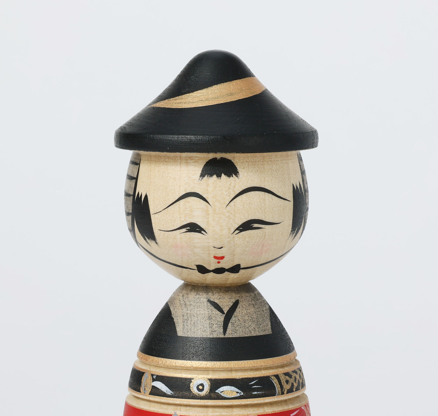 【兜こいのぼりこけし】Koinobori kokeshi with Samurai helmet | Teruyuki HIRAGA | Sakunami style | 11.5cm in height // 作並系 平賀輝幸工人, 高さ11.5cm