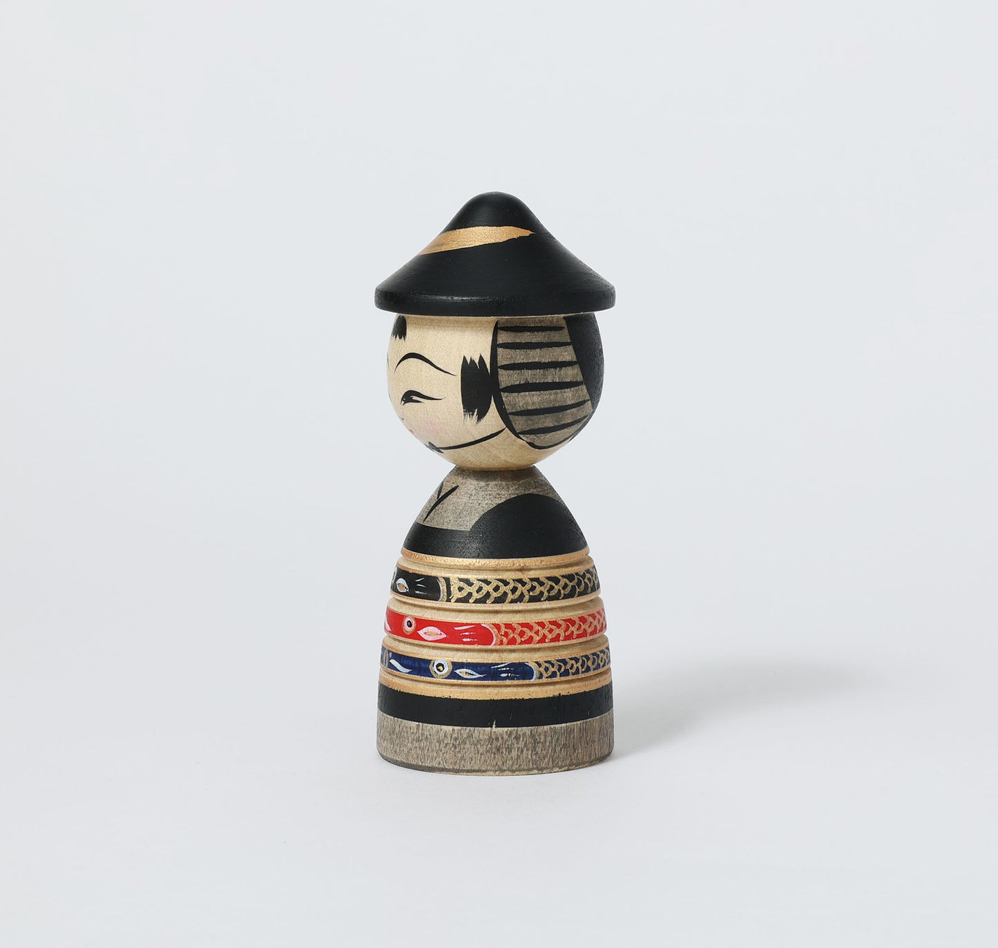 【兜こいのぼりこけし】Koinobori kokeshi with Samurai helmet | Teruyuki HIRAGA | Sakunami style | 11.5cm in height // 作並系 平賀輝幸工人, 高さ11.5cm