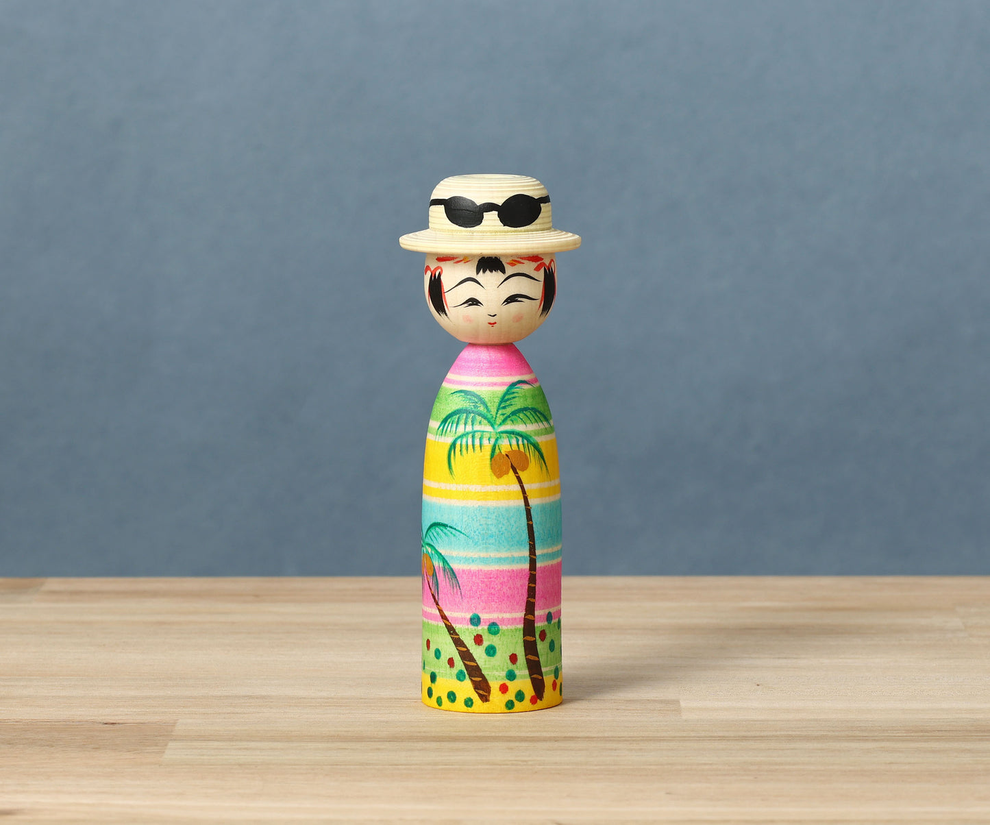 HIRAGA, Teruyuki 平賀輝幸工人 | Boushi-hat kokeshi doll 帽子こけし |  Sakunami style 作並系 | 13cm in height
