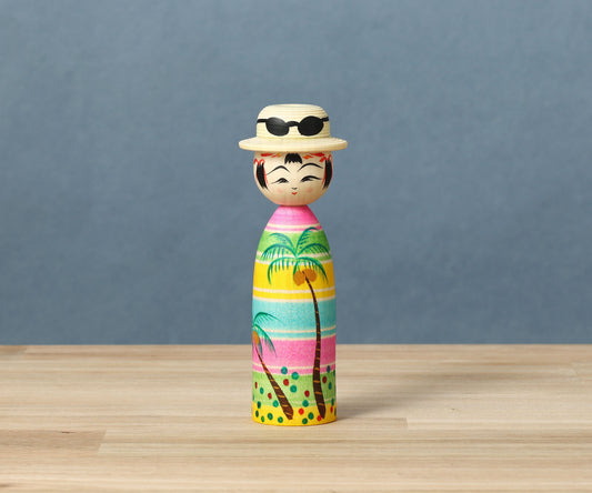 HIRAGA, Teruyuki 平賀輝幸工人 | Boushi-hat kokeshi doll 帽子こけし |  Sakunami style 作並系 | 13cm in height