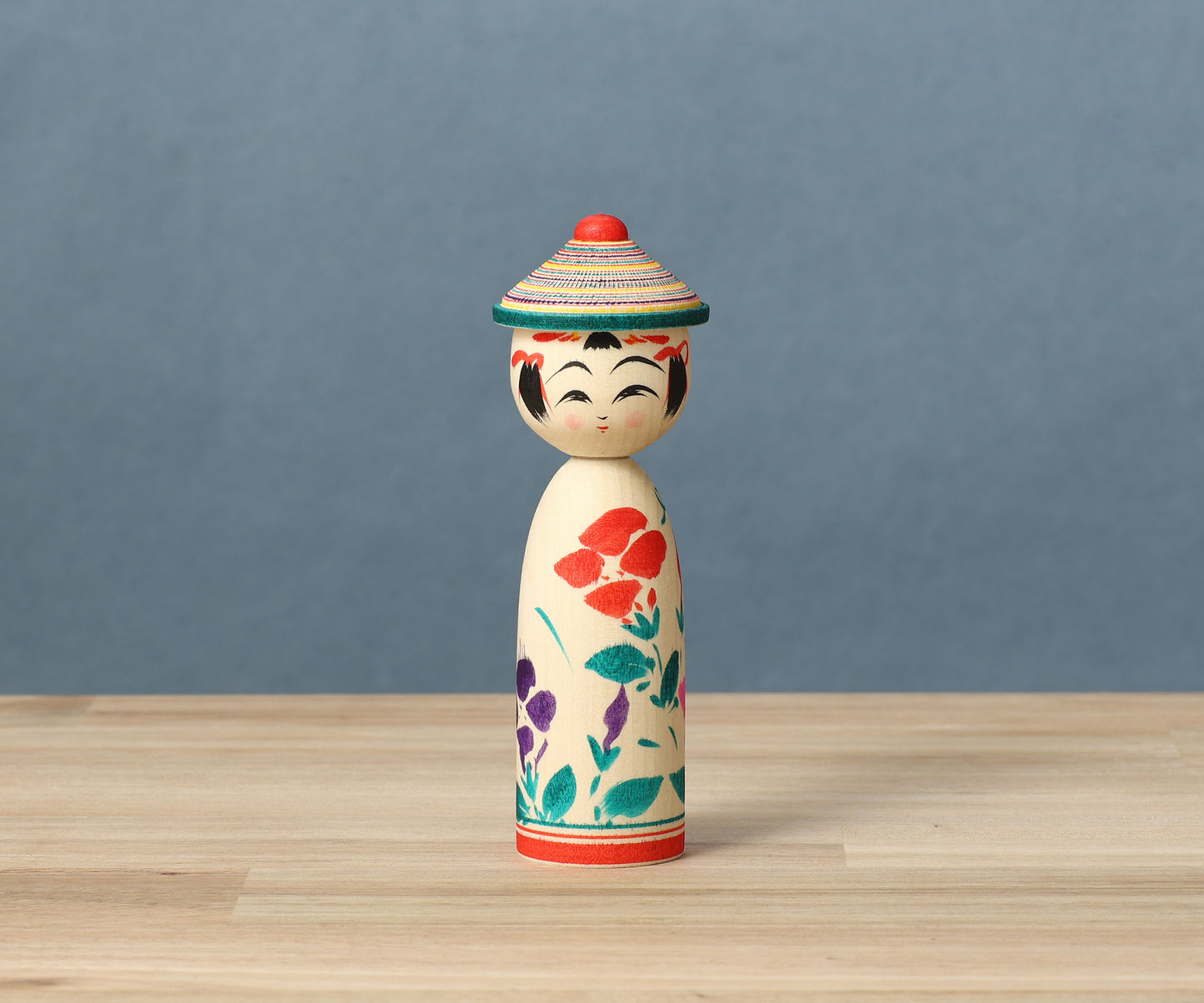 HIRAGA, Teruyuki 平賀輝幸工人 | Boushi-hat kokeshi doll 帽子こけし |  Sakunami style 作並系 | 13cm in height