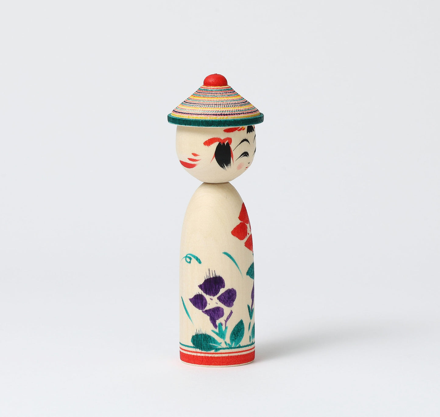 HIRAGA, Teruyuki 平賀輝幸工人 | Boushi-hat kokeshi doll 帽子こけし |  Sakunami style 作並系 | 13cm in height