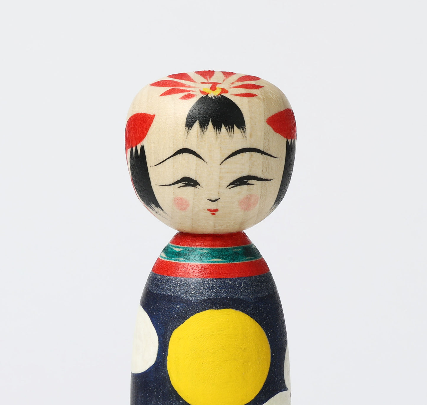 HIRAGA, Teruyuki 平賀輝幸工人 | Otsukimi-harvest moon kokeshi doll お月見こけし |  Sakunami style 作並系 | 18cm in height